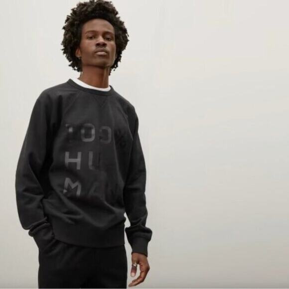 Everlane The 100% Human Typography Sweatshirt - Unisex Size Small Black on Black - Picture 3 of 10